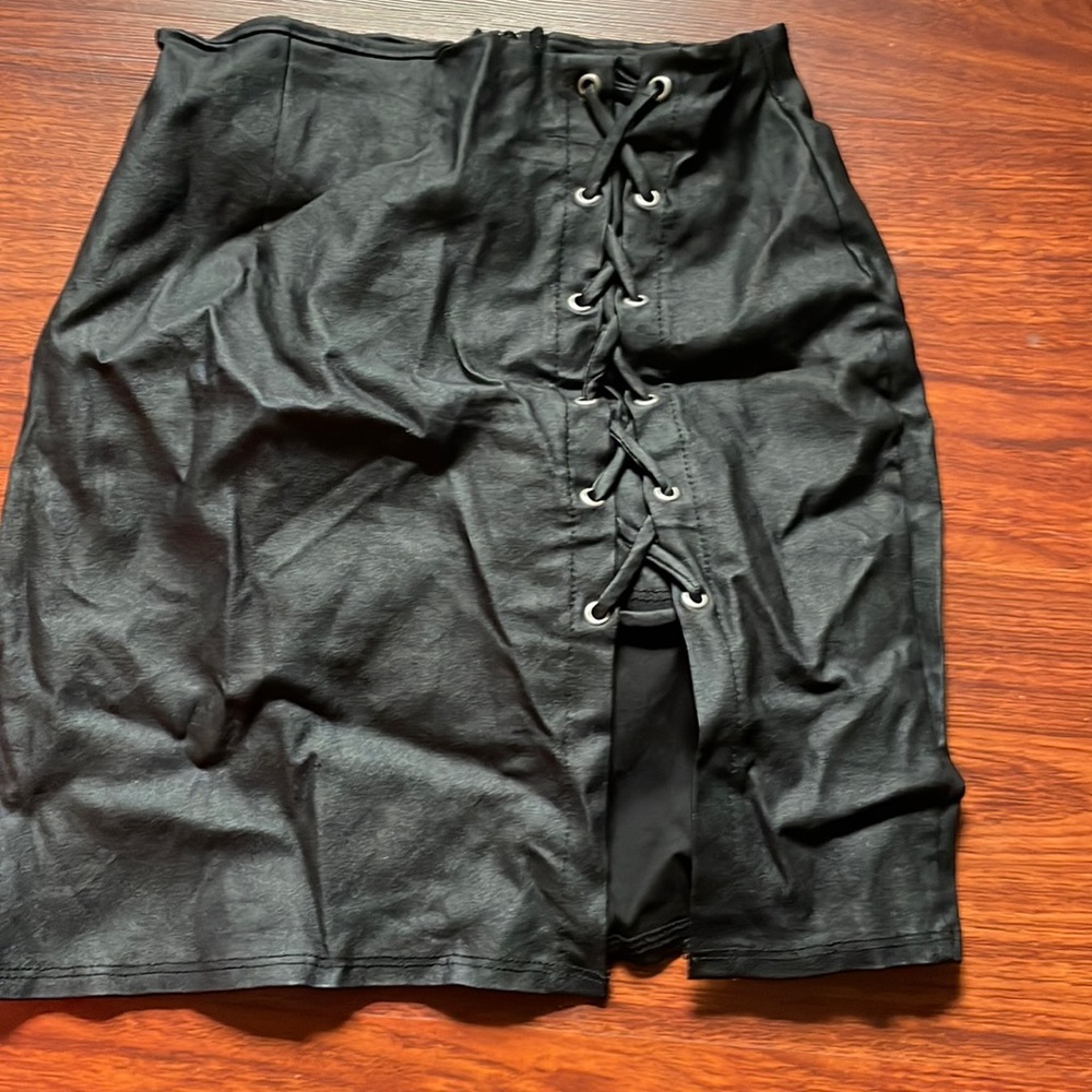 Black leather skirt